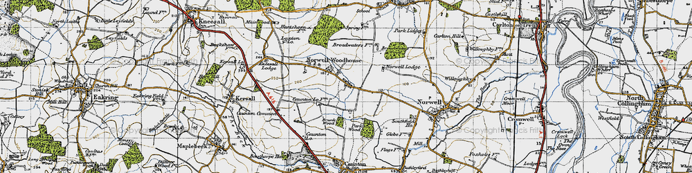 Old map of Norwell Woodhouse in 1947