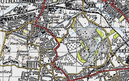 Old map of Norwood Green in 1945