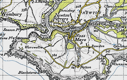 Old map of Worswell Barton in 1946