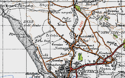 Old map of Nottage in 1947