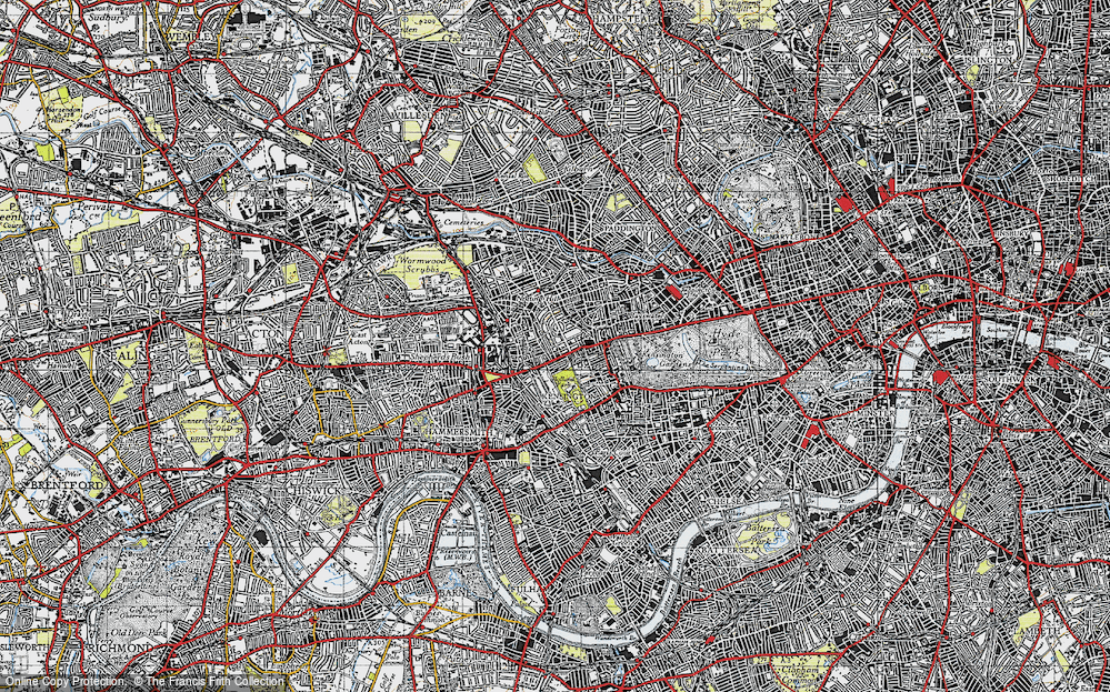 Old Map of Notting Hill, 1945 in 1945