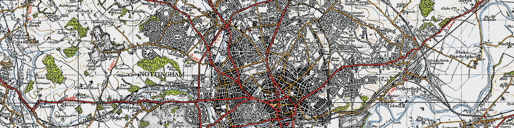 Old map of Nottingham in 1946