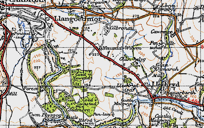 Old map of Noyadd Wilym in 1947