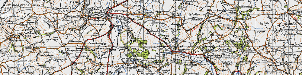 Old map of Noyadd Wilym in 1947