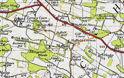Old map of Brixton Hill in 1947