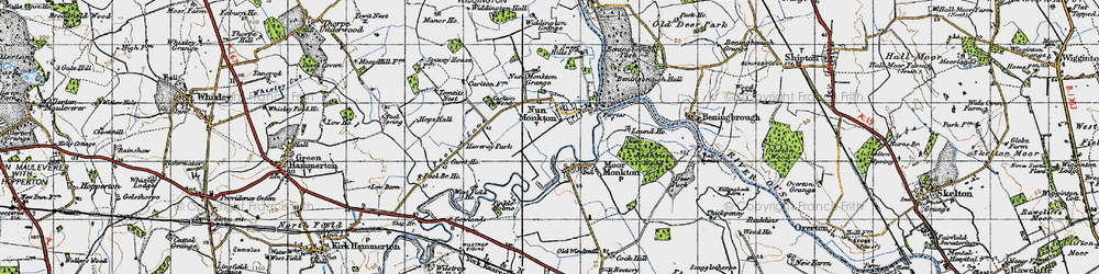 Old map of Nun Monkton in 1947