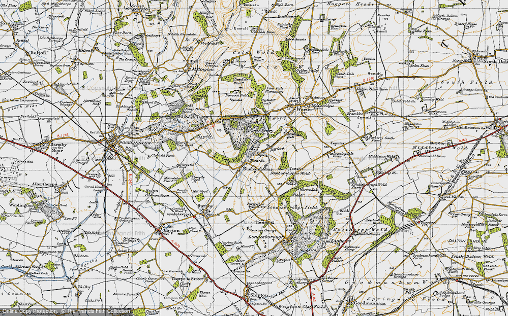Old Map of Historic Map covering Bratt Wood in 1947
