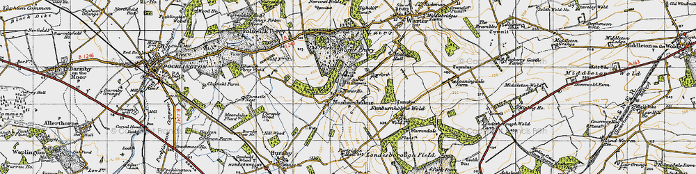 Old map of Nunburnholme in 1947