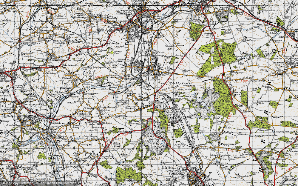 Old Map of Nuncargate, 1947 in 1947