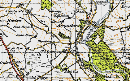 Old map of Nunclose in 1947