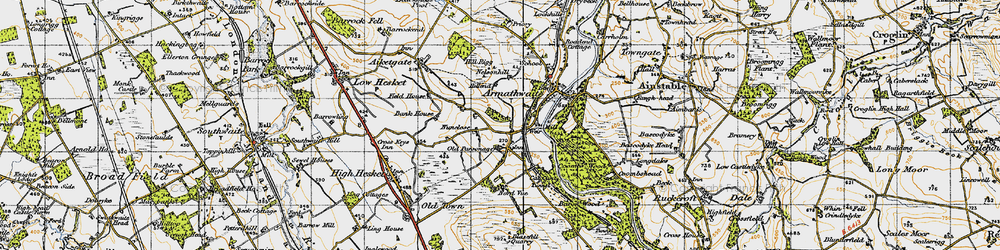 Old map of Nunclose in 1947