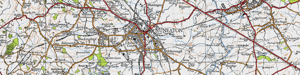Old map of Nuneaton in 1946