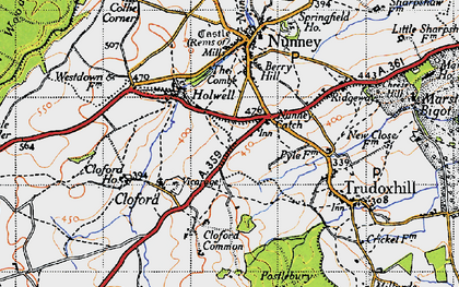 Old map of Nunney Catch in 1946