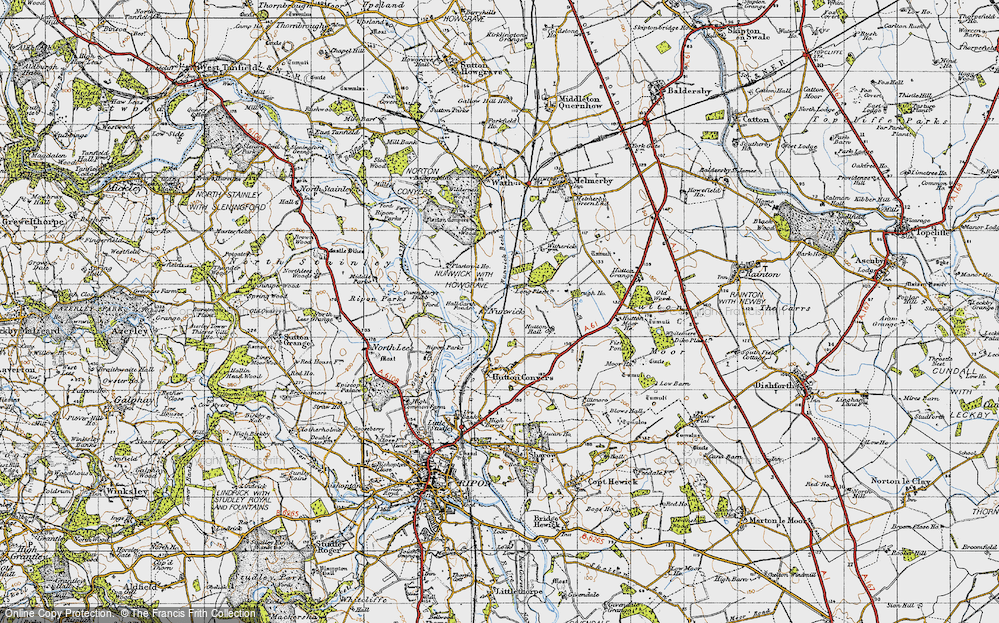Old Map of Nunwick, 1947 in 1947