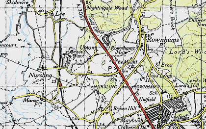Old map of Nursling in 1945
