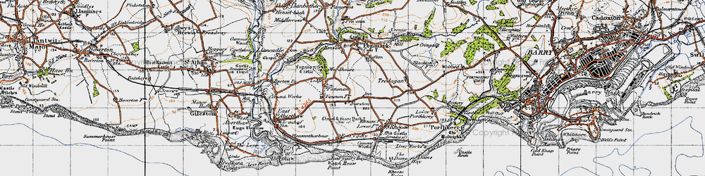 Old map of Nurston in 1947