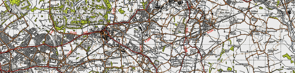 Old map of Nut Grove in 1947