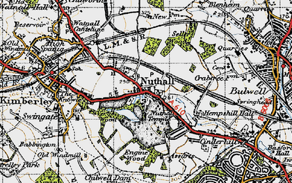 Old map of Nuthall in 1946