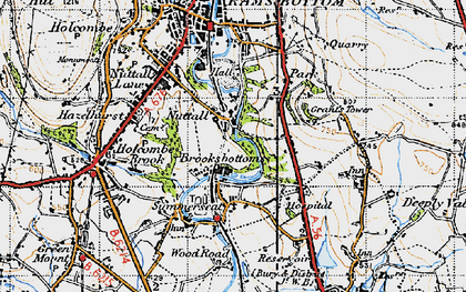 Old map of Nuttall in 1947