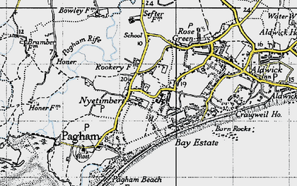 Old map of Nyetimber in 1945