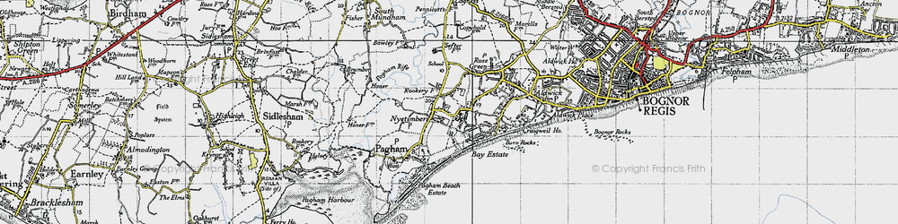 Old map of Barn Rocks in 1945