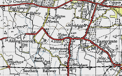 Old map of Nyton in 1945
