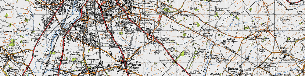 Old map of Oadby in 1946