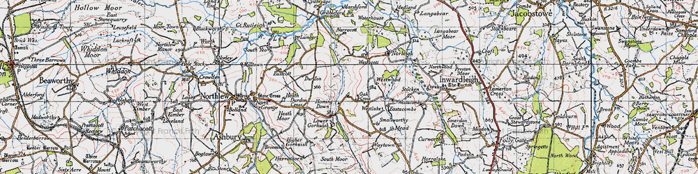 Old map of Oak Cross in 1946