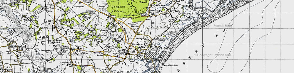 Old map of Hollesley Bay in 1946