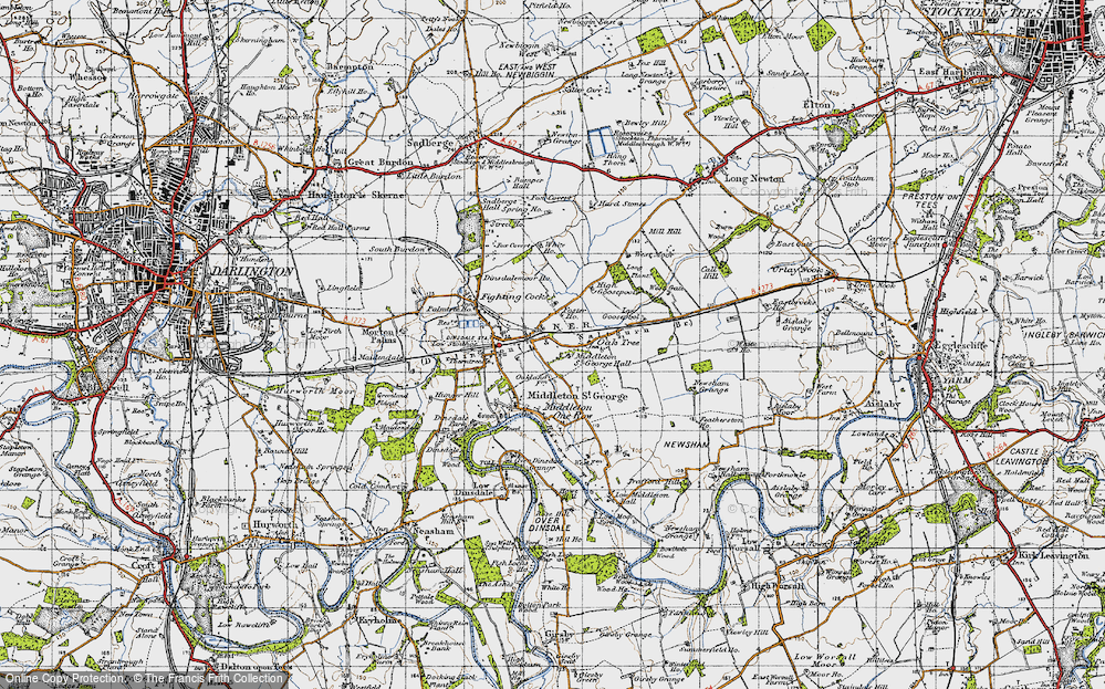 Old Map of Oak Tree, 1947 in 1947