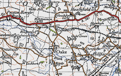 Old map of Oake in 1946