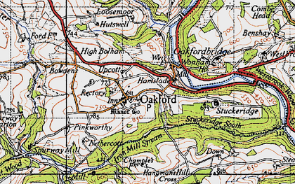 Old map of Oakfordbridge in 1946