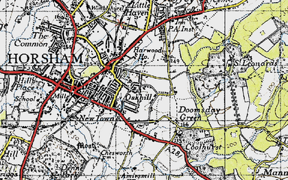 Old map of Oakhill in 1940