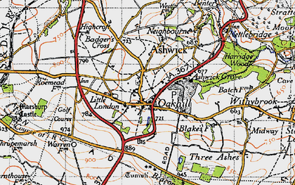 Old map of Oakhill in 1946