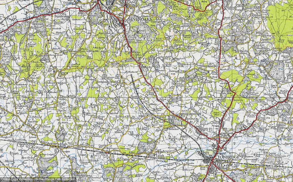 Old Map of Historic Map covering Bourne Place in 1946