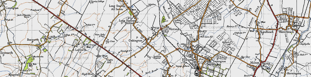 Old map of Oakington in 1946