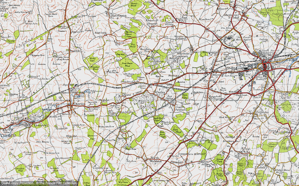 Old Map of Oakley, 1945 in 1945