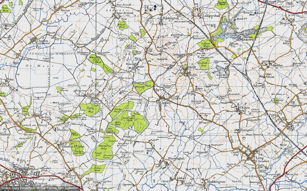 Old Map of Historic Map covering Boarstall Wood in 1946