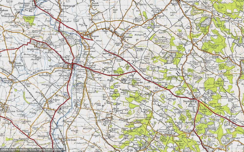 Old Map of Historic Map covering Bachelor's Hill in 1947