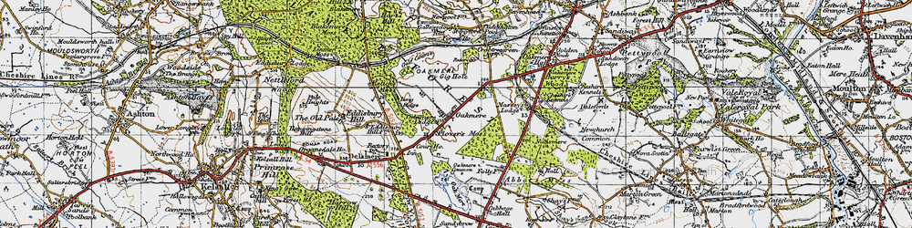 Old map of Oakmere in 1947