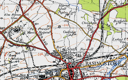 Old map of Oakridge in 1945