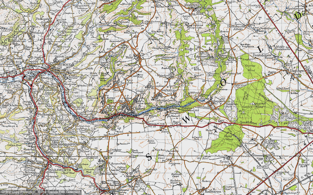 Old Map of Oakridge Lynch, 1947 in 1947