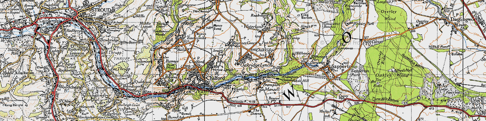 Old map of Oakridge Lynch in 1947