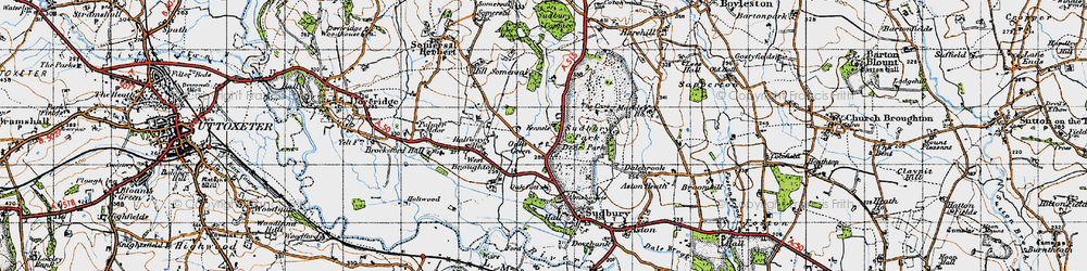 Old map of Oaks Green in 1946