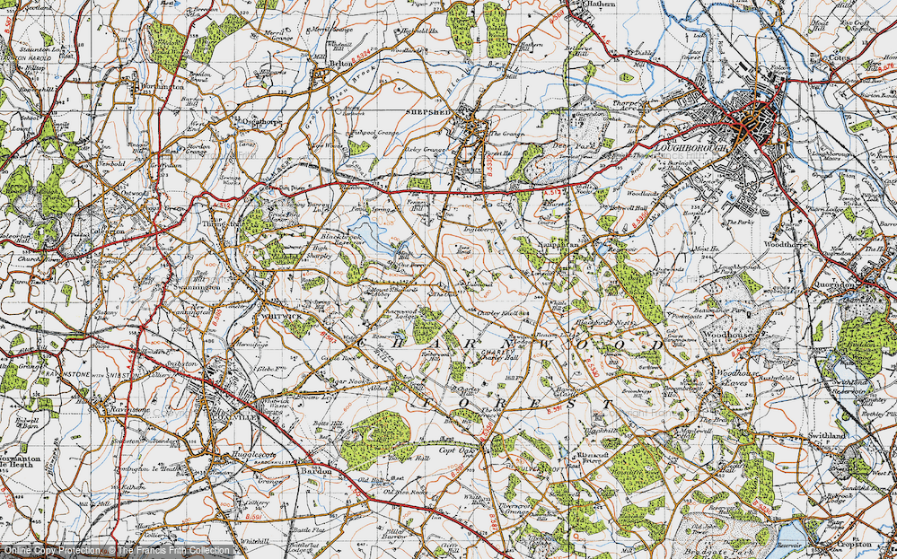 Old Map of Oaks in Charnwood, 1946 in 1946