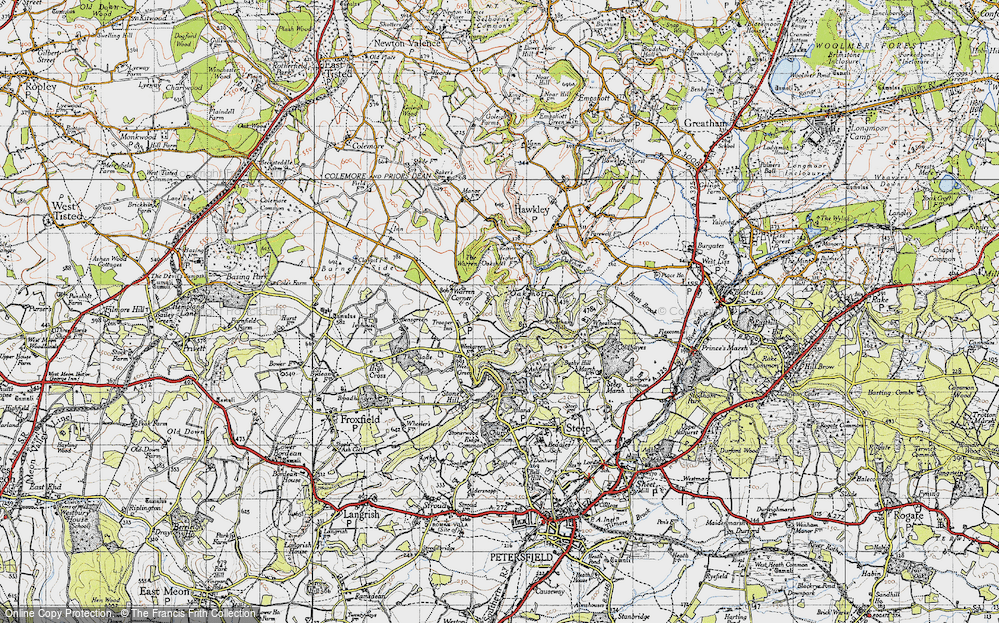 Old Map of Historic Map covering Wheatham Hill in 1940