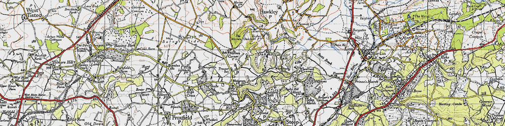 Old map of Wheatham Hill in 1940