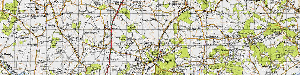 Old map of Oare in 1947