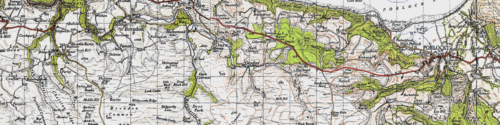 Old map of Black Barrow in 1946