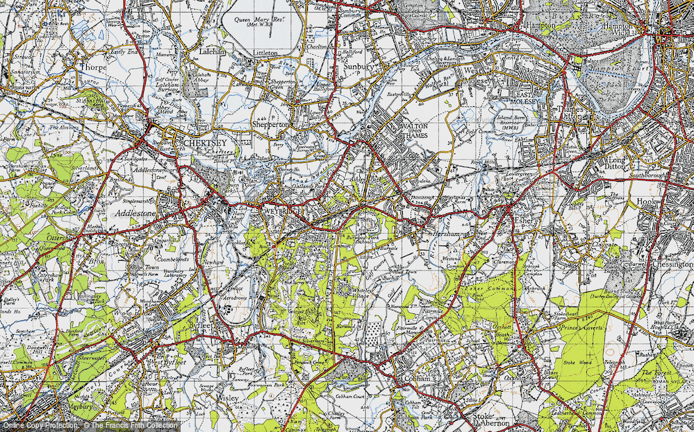 Old Map of Oatlands Park, 1940 in 1940